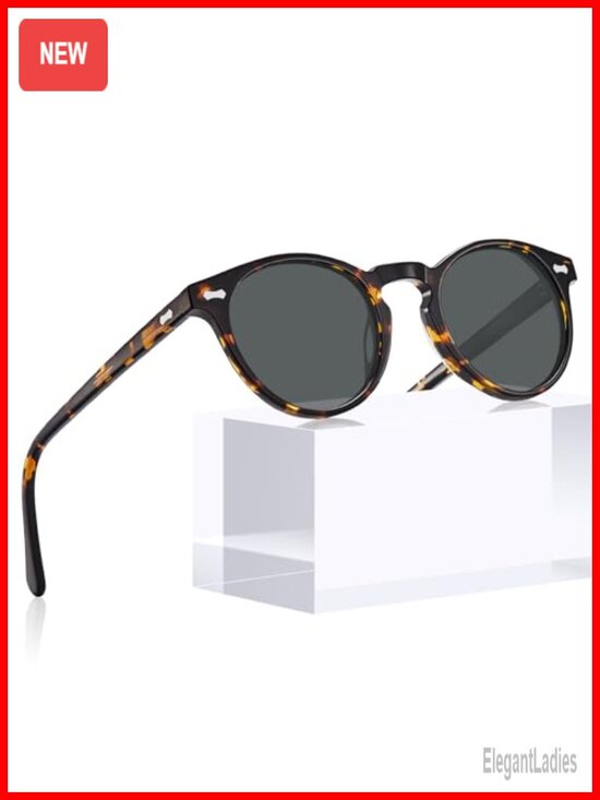 Round Acetate Frame Polarized Sunglasses for Women main image 5